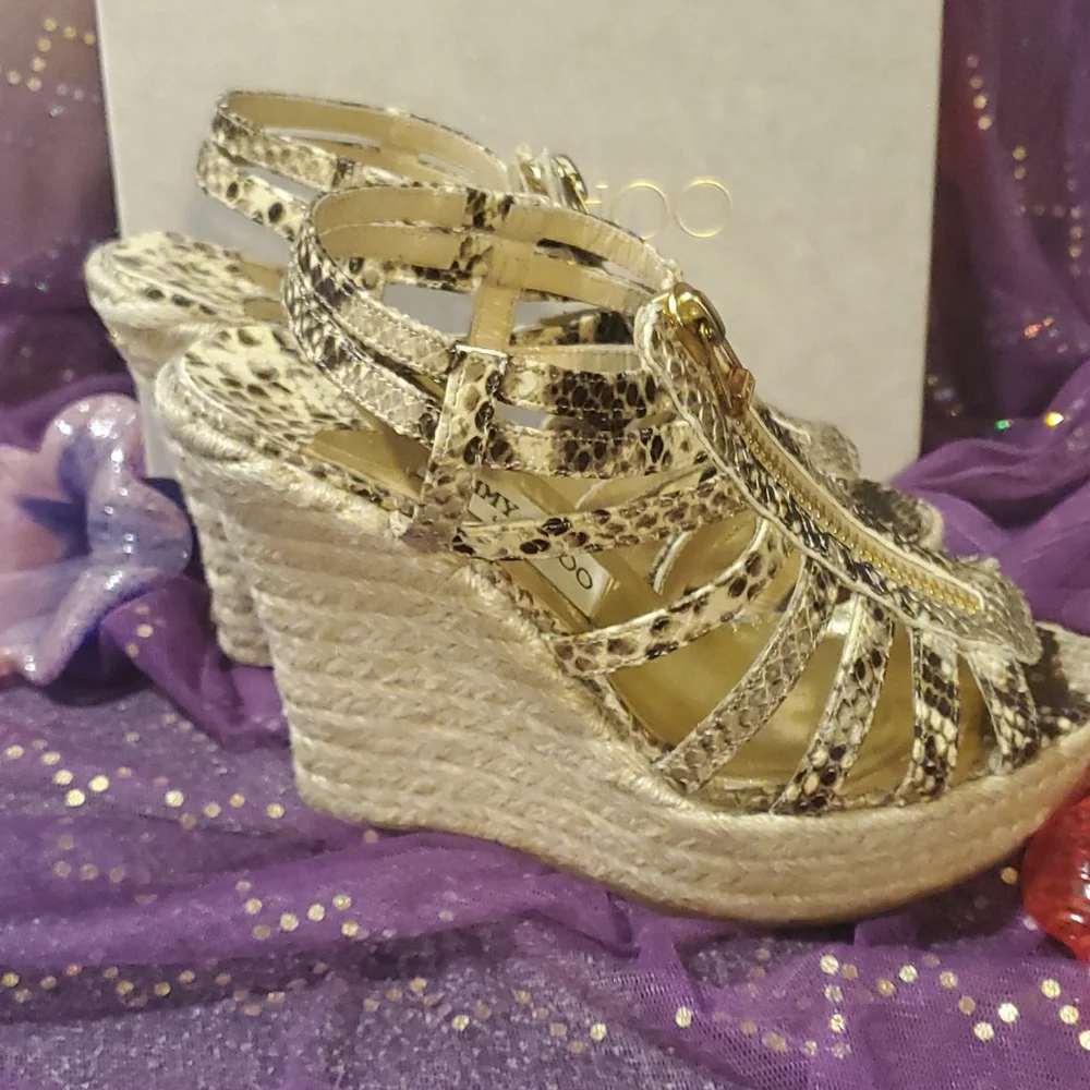 Jimmy Choo Wedge Shoes Python Print - Picture 3 of 15